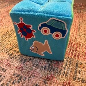 Plush Sensory Activity Cube Toy - Blue